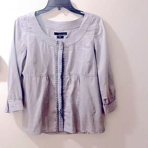 Old Navy Gray Ruffle Detailed Short Sleeve Blouse Size S